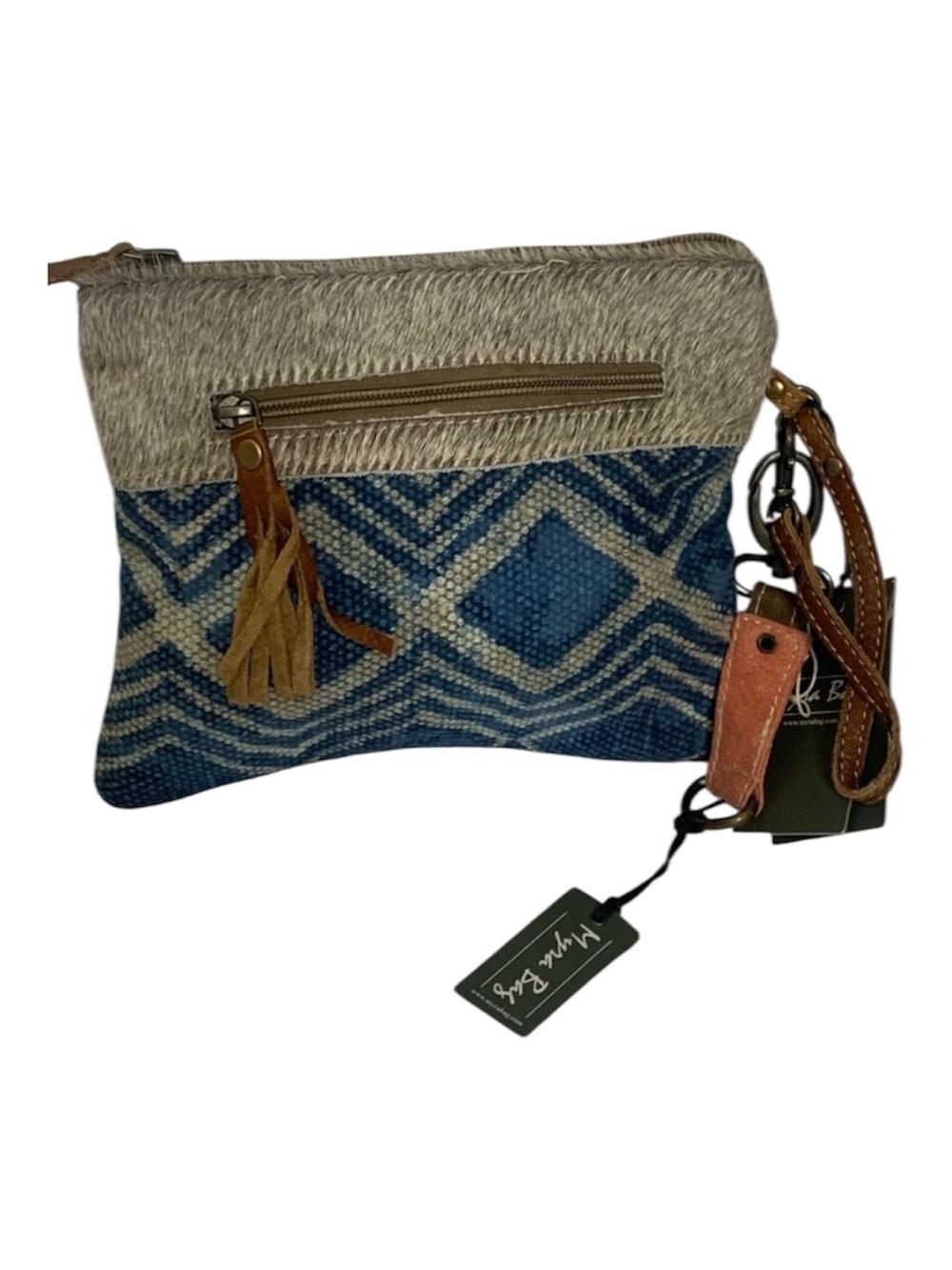 New Myra Handbags Handcrafted Blue Patterned Wristlet Clutch Teal boho Western